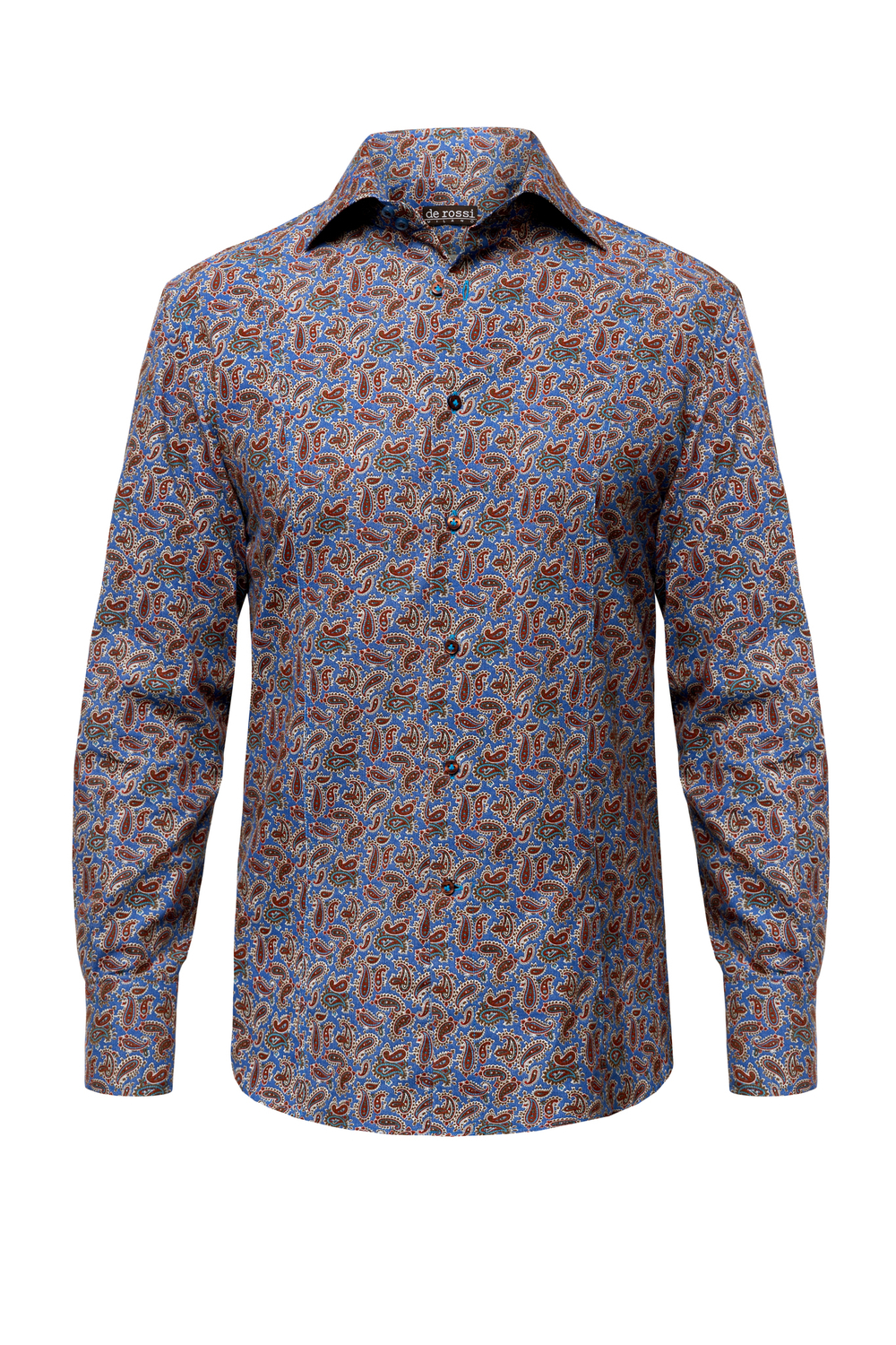 Рубашка из микровельвета с коричневым орнаментом пейсли