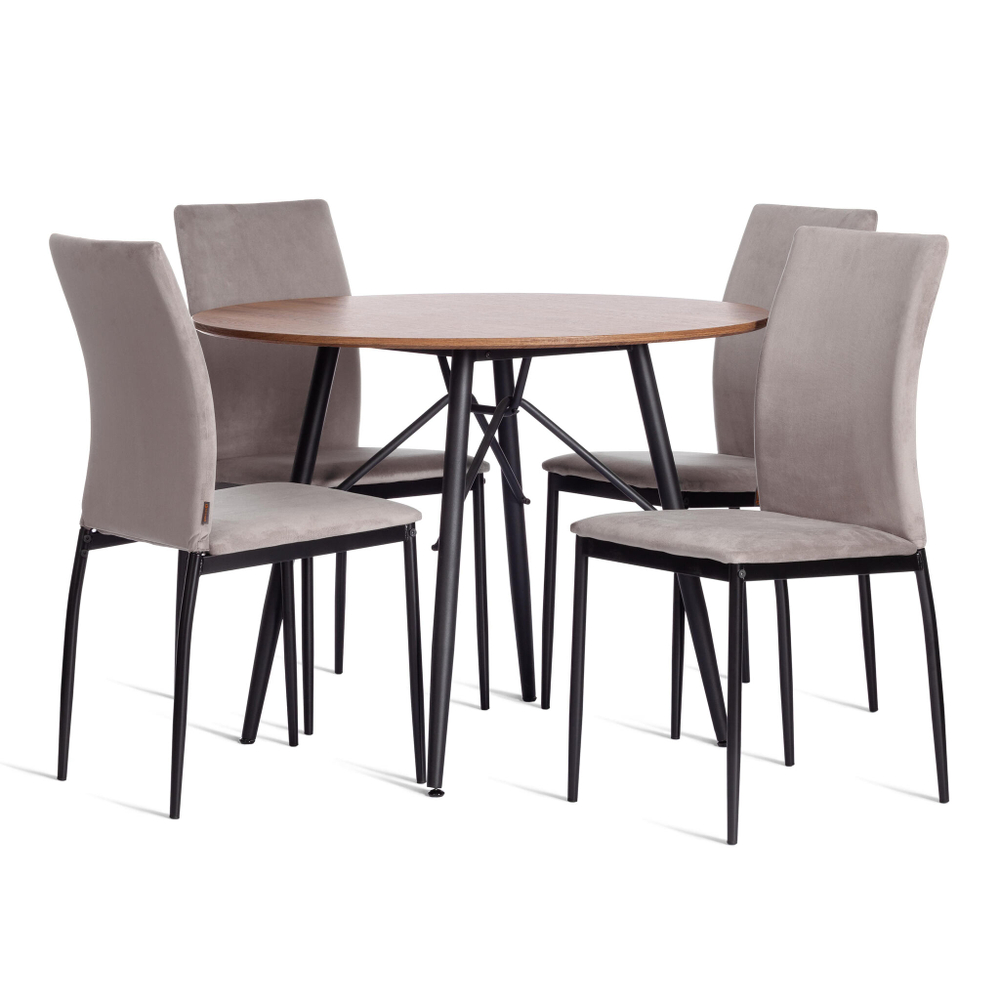 Стул CAPRI (mod. BC565-DC) металл, флок, 43 х 53 х 92 см, Light grey (светло-серый) HLR14 / черный