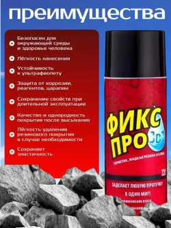 Жидкая резина спрей 3в1 Черная; Чудо спрей Фикс Про: Жидкая резина+Клей+Герметик в одном флаконе. Универсальный клей