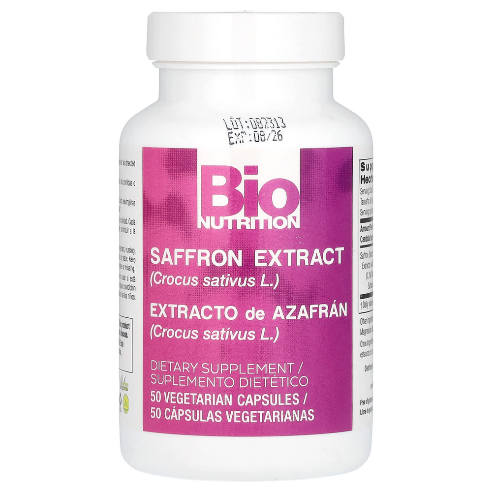 Bio Nutrition, Экстракт шафрана, 88,5 мг, 50 вегетарианских капсул