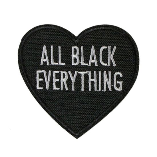 Нашивка термоаппликация на одежду и на рюкзак. All Black, Сердце, Черный