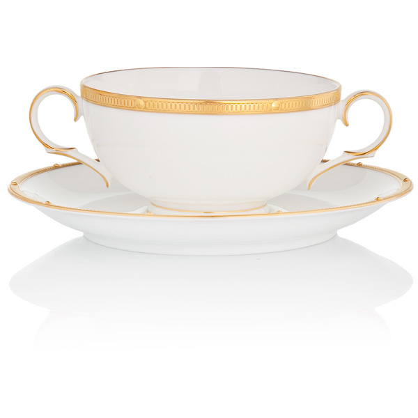 Чашка суповая с блюдцем 210мл Noritake Рочель с золотым кантом
