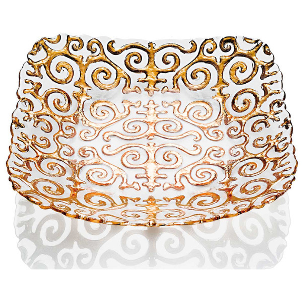 Блюдо квадратное IVV Орнаменты Азии 36см золотистый декор