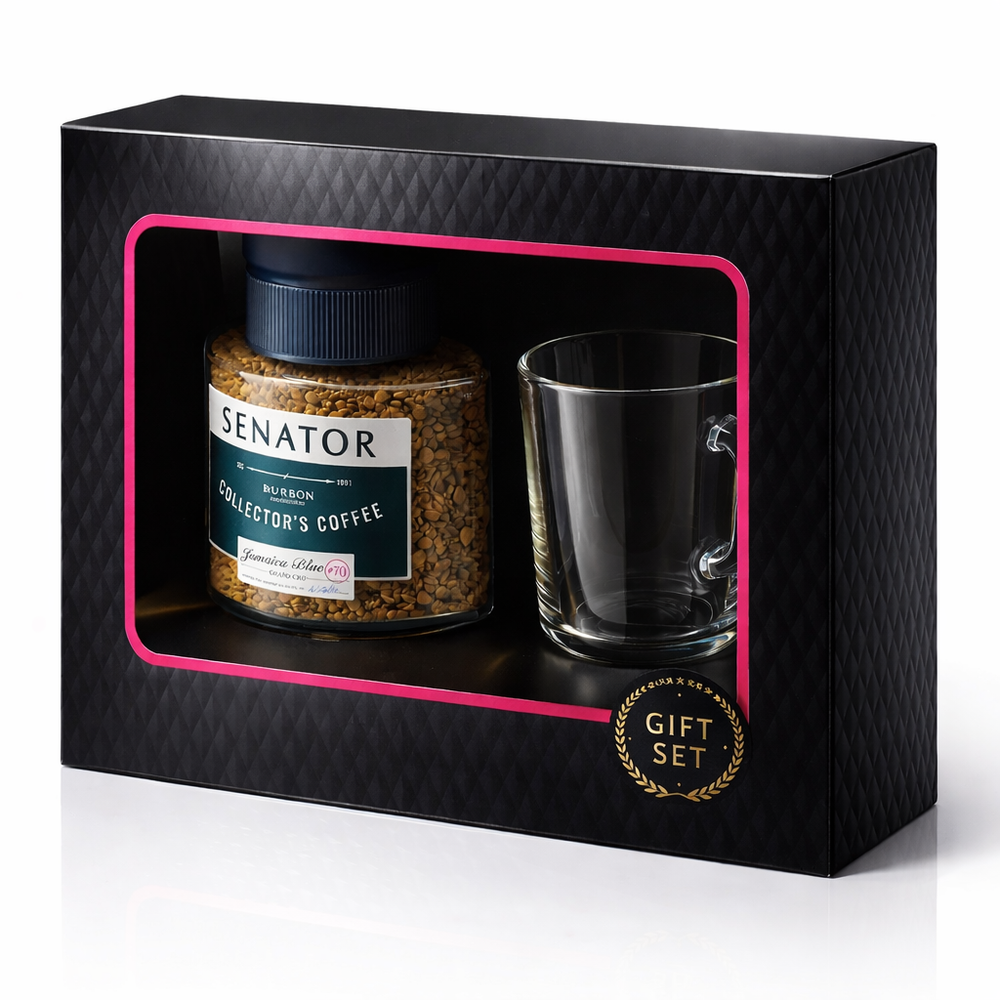 Подарочный набор Кофе SENATOR JAMAICA BLUE 90г и кружка кофейная
