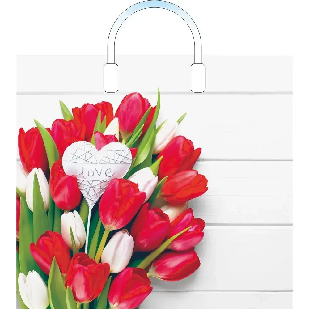 Пакет ПЭ с пластмассовыми ручками 38+3Артпласт х150 (С любовью) (комплект 10 шт)