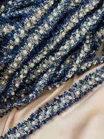 Тесьма синяя с жемчугом твид