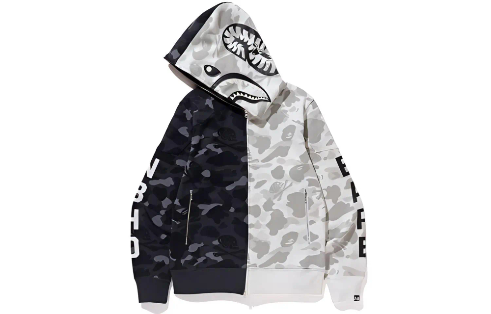 A Bathing Ape X Neighborhood Split Camo Shark Full Zip Худи