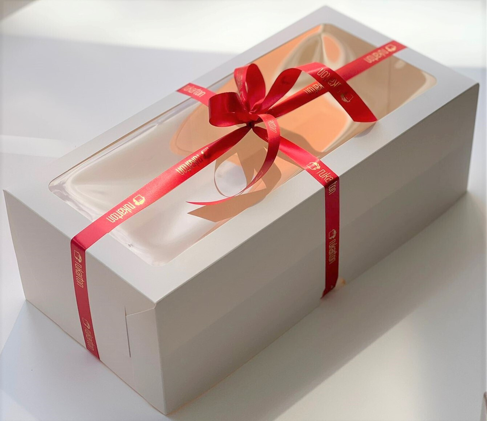 Коробка для БОЛЬШОГО рулета белая с окном  33х16х11