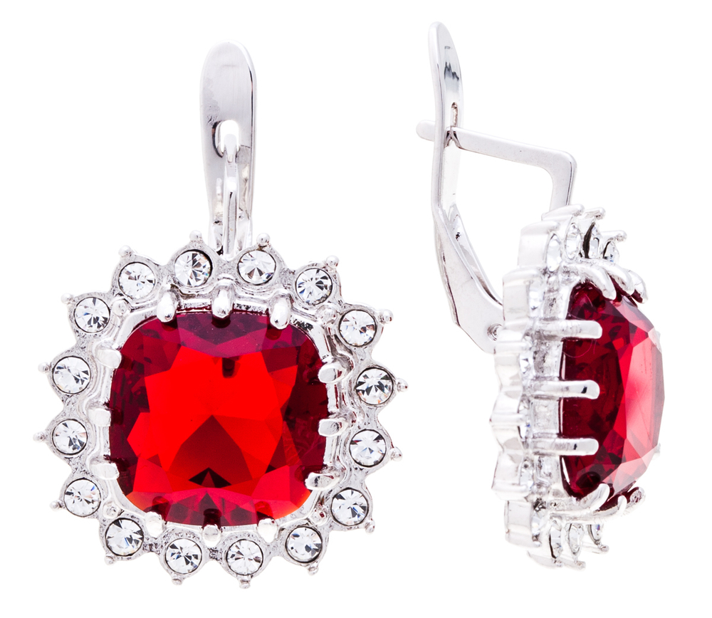 "Беннет" серьги в родиевом покрытии из коллекции "Морской коктейль" от Jenavi с английским замком