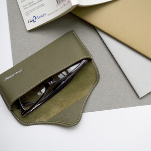 Футляр для очков Vision из кожи теленка, зеленого цвета