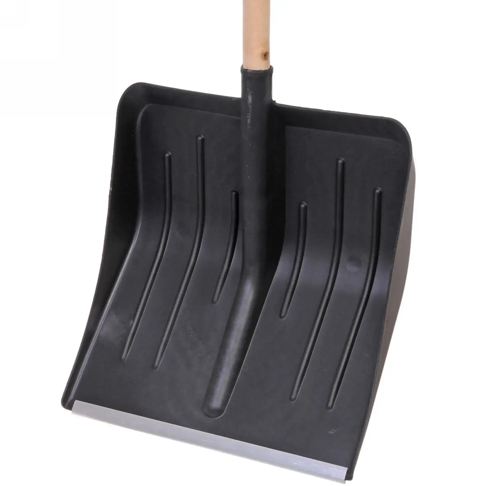 Лопата снеговая «Метель-3» 410*400 мм,пластик. с алюм.планкой, с дер.черенком и V-ручкой, d=32