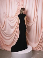 Платье макси драпированное, Черное