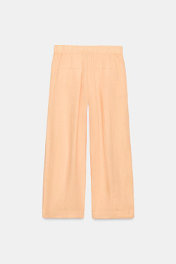 ZARA БРЮКИ BARREL ИЗ ЛЬНА — ZW COLLECTION, МАНДАРИНОВЫЙ