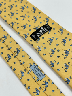 Галстук жёлтый Рыбалка Hermes