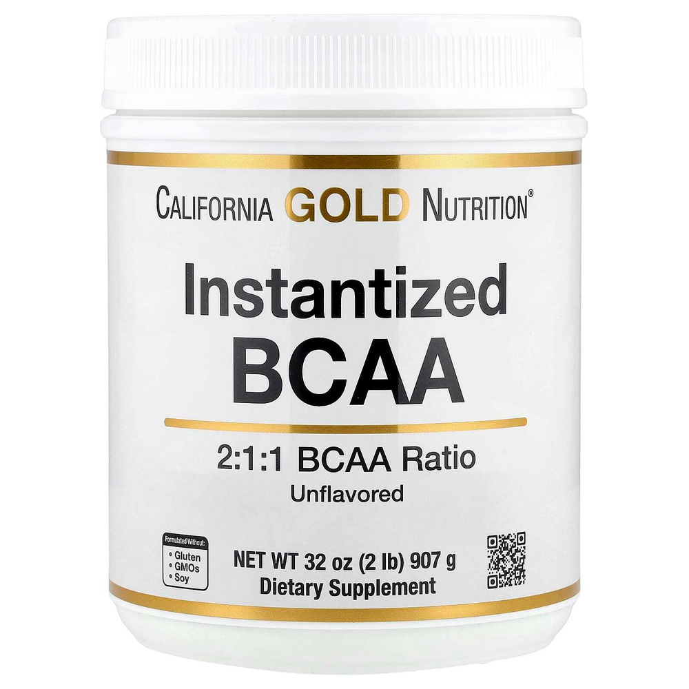 California Gold Nutrition, BCAA, растворимый порошок с L-лейцином, L-изолейцином и L-валином, без добавок, 907 г (2 фунта)