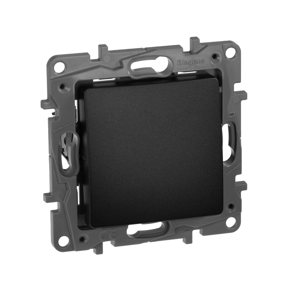 Выключатель кнопочный 1-клавишный с нормально-открытым/нормально-закрытым контактом 6А 250В антрацит ETIKA Legrand