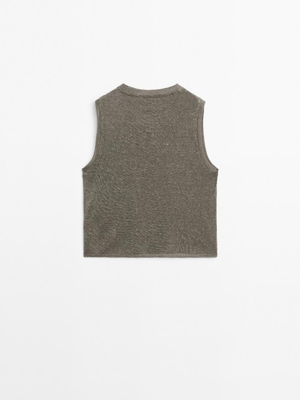 Massimo Dutti Легкая футболка без рукавов, бежевый