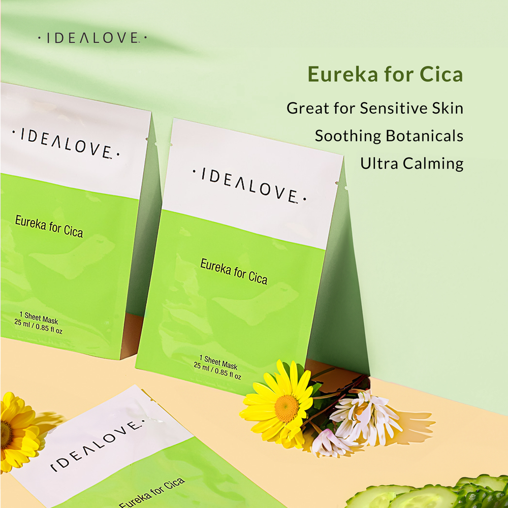 Idealove, Eureka for Cica, тканевая косметическая маска с экстрактом готу кола, 1 шт., 25 мл (0,85 жидк. унции)