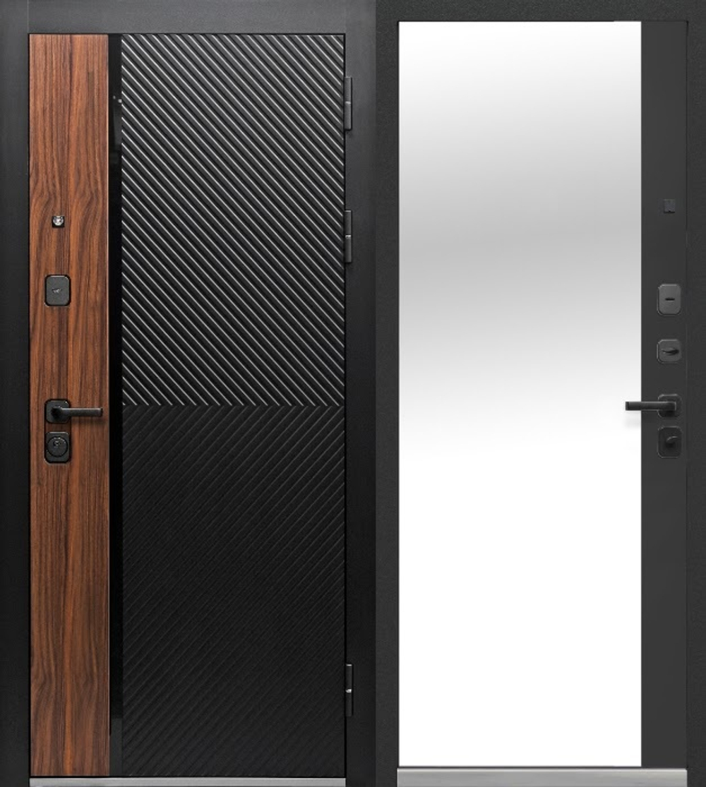 Дверь металическая LuxorДуб диагональ Зеркало