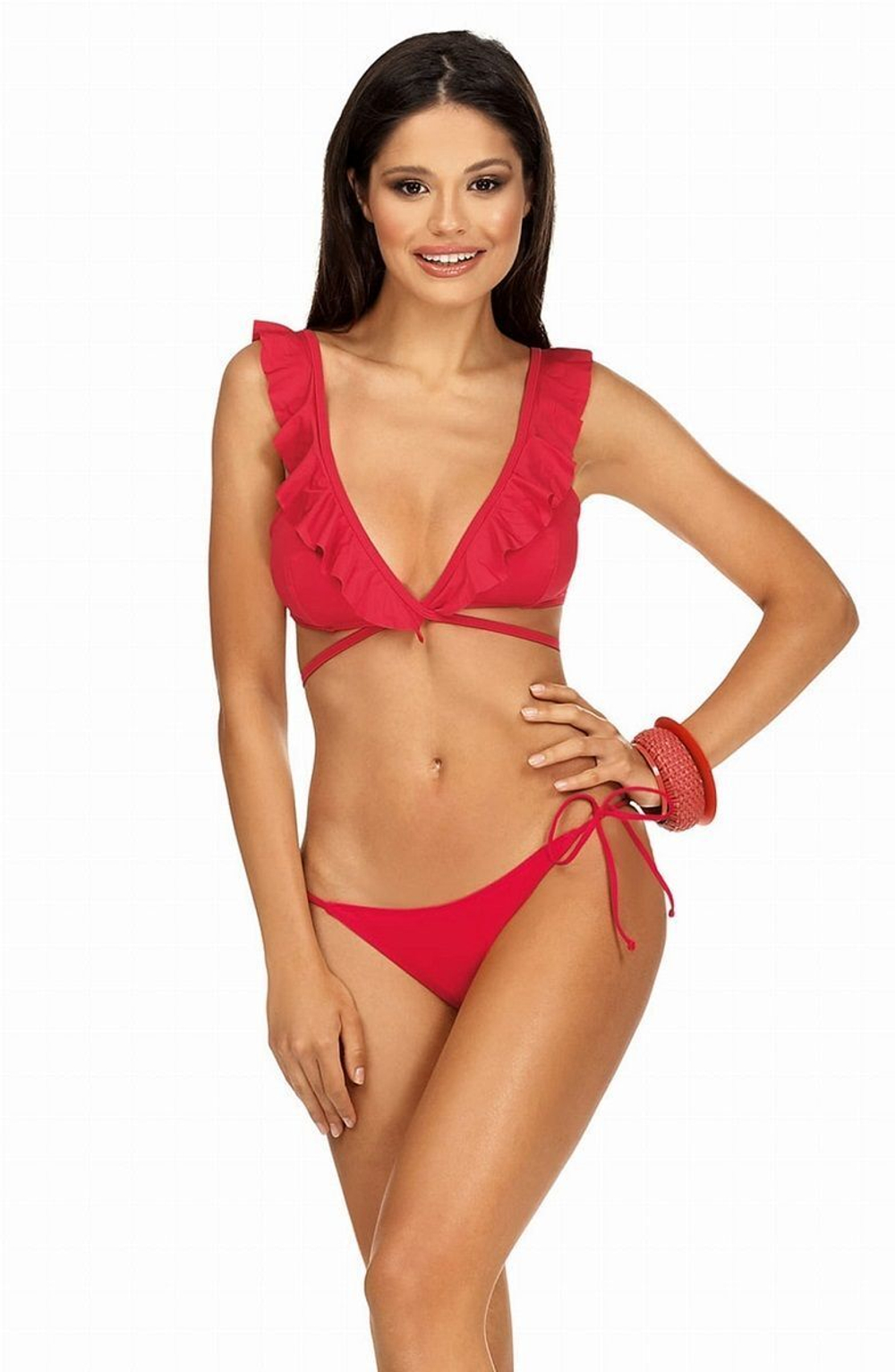 Яркий сексуальный купальник с завязками на спинке (Размер: 80/40) (Цвет: красный)