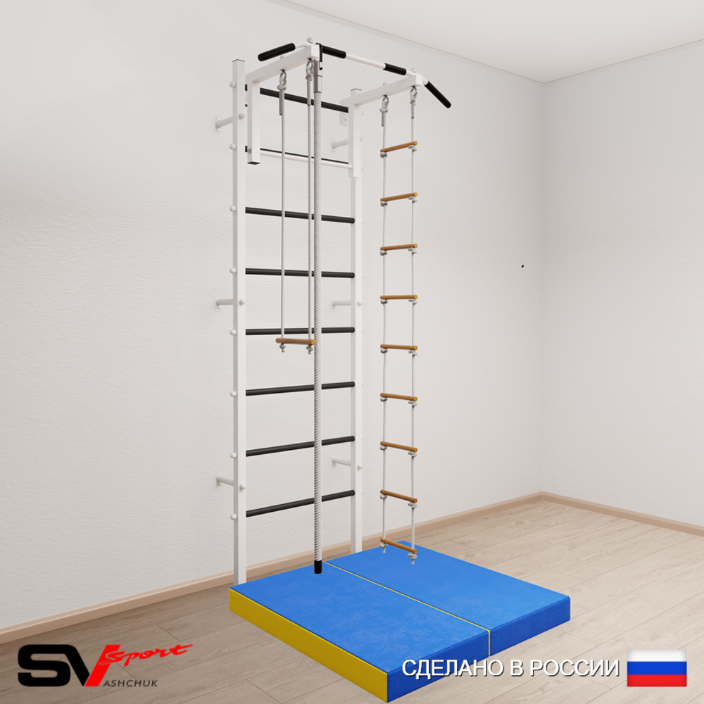 Шведская стенка Sv Sport 5164 (Турник стандарт/Канат/Лестница/Трапеция/Мат 1м)