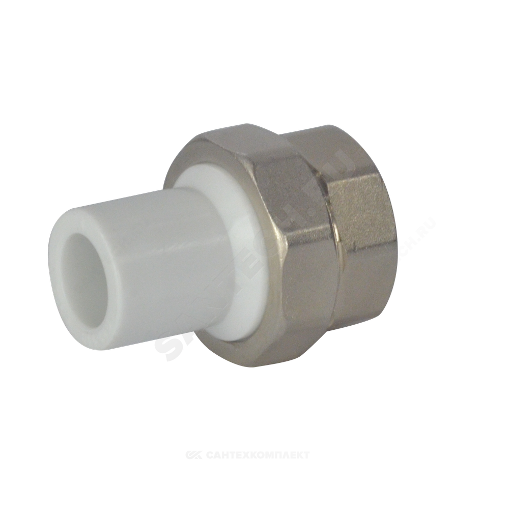 Муфта трубная PP-R комбинированная разъемная белая Дн 40х1 1/4" Ру25 наруж пайка/ВР VALFEX 10157032