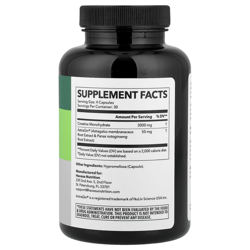 Havasu Nutrition, моногидрат креатина и Astragin®, 120 капсул