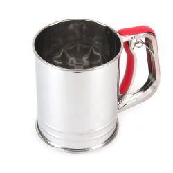 Кружка - сито для просеивания муки с двойной сеткой d=9,5см. h=12.5см. (нержавеющая сталь)