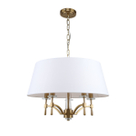 Люстра подвесная 5x40Вт E14, металл/ткань/хрусталь/стекло, бронза/белый плафон/прозрачный хрусталь/прозрачное стекло