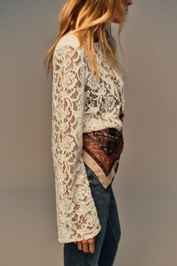 ZARA КРУЖЕВНОЙ ТОП С ПОДПЛЕЧНИКАМИ, ЖЕЛТОВАТО-БЕЛЫЙ