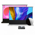 Экран для UST проектора 110" S'OK, 244x137 см, 4K, напольный c электроприводом, белый