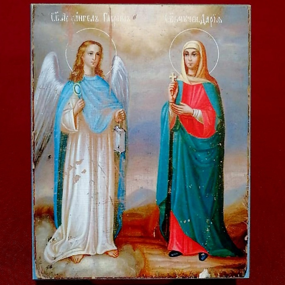 Икона святая Дарья и Архангел Гавриил на дереве на левкасе мастерская Иконный Дом