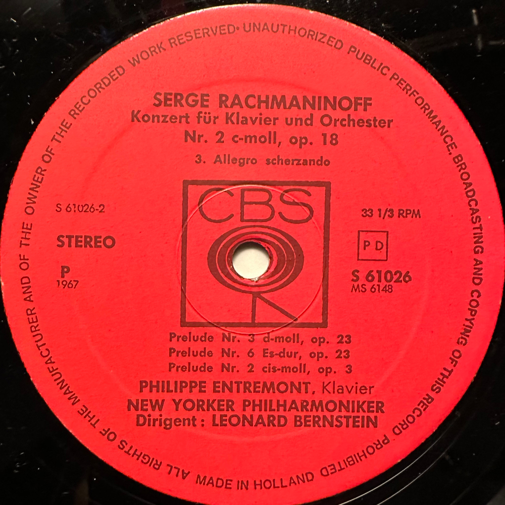 Рахманинов - Концерт № 2 / Три прелюдии для фортепиано (Голландия 1968г.)