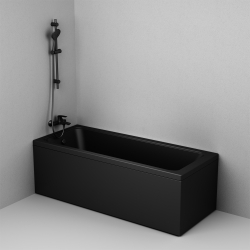 W93A-170-070B-S Gem S, панель боковая для ванны 170х70, черная