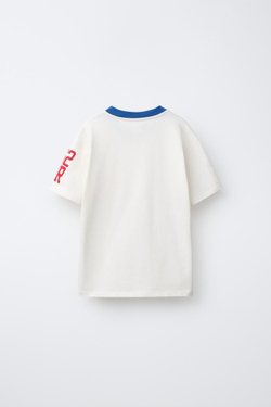 ZARA ФУТБОЛКА С НАДПИСЬЮ, ЖЕЛТОВАТО-БЕЛЫЙ
