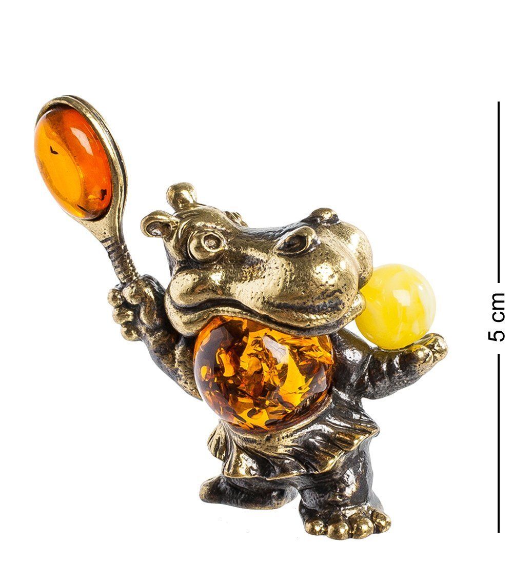 AM- 215 Фигурка «Бегемот теннисист» (латунь, янтарь)
