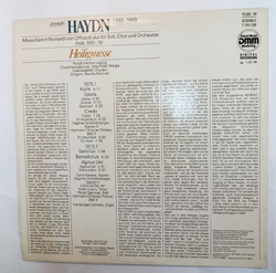 Винтажная виниловая пластинка Joseph Haydn Гайдн Йозеф Heiligmesse Missa Sancti Bernardi Von Offida B dur Fur Soli, Chor Und Orchester Hob. XXII 10 (GDR 1988)