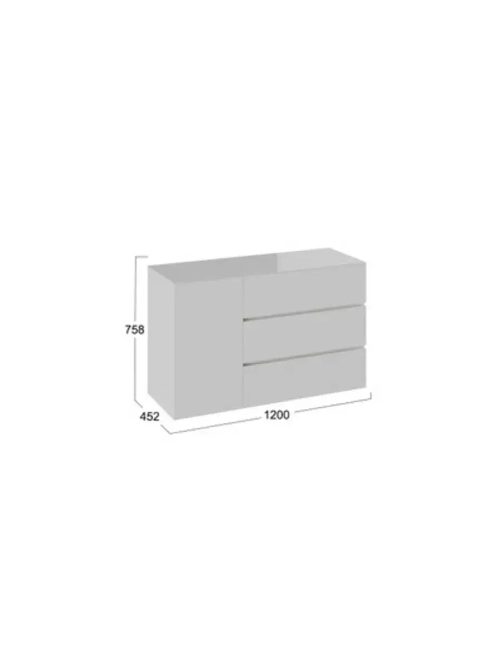 Комод для одежды Стекло Белый глянец 3 ящика 120х45х76 см