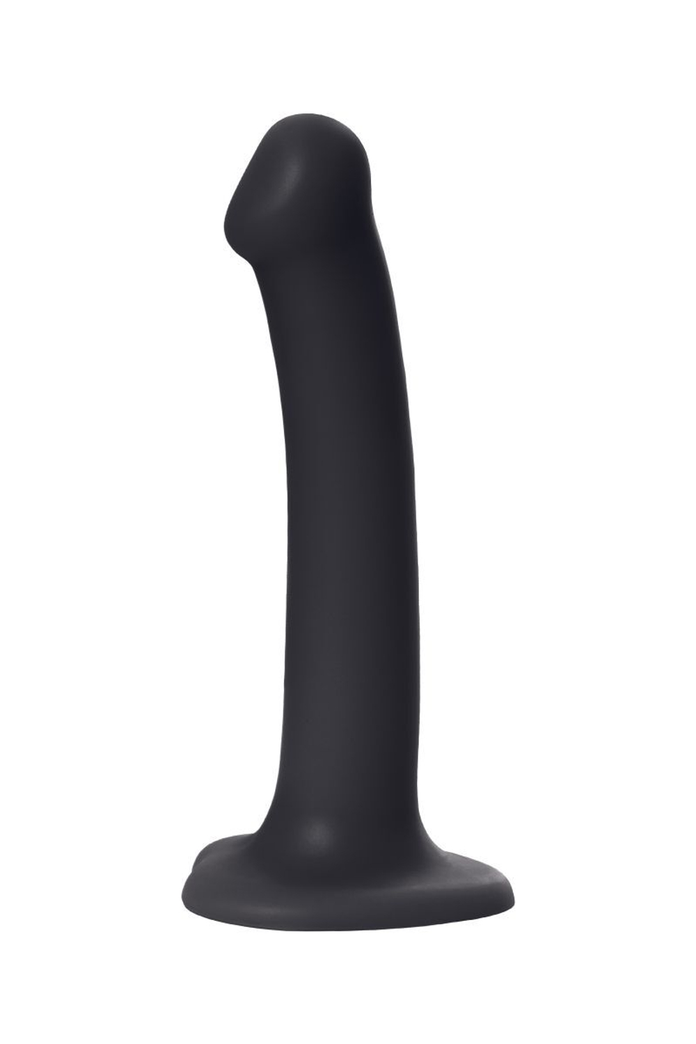 Черный фаллос на присоске Silicone Bendable Dildo M - 18 см. (Цвет: черный)