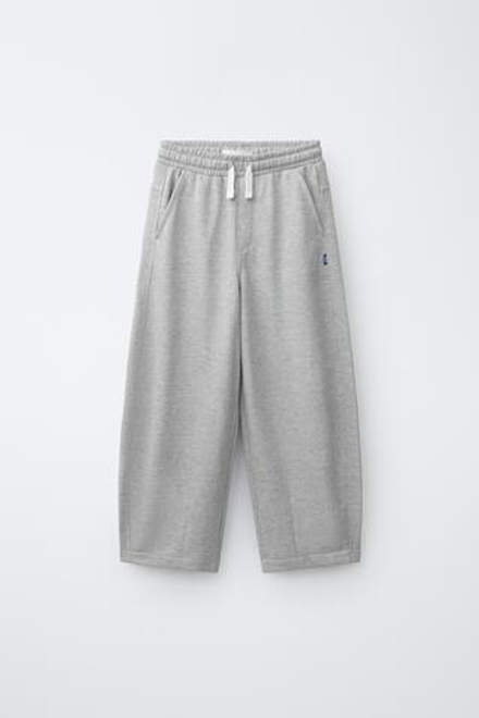 ZARA БРЮКИ BARREL ИЗ ФУТЕРА, СЕРЫЙ МЕЛАНЖ