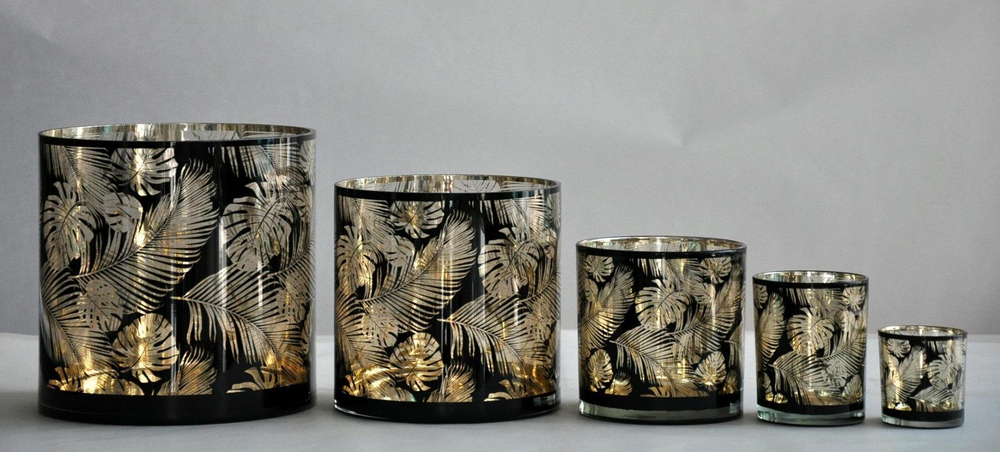 Ваза для свечи Cor Mulder Ass-Palms черная с золотом