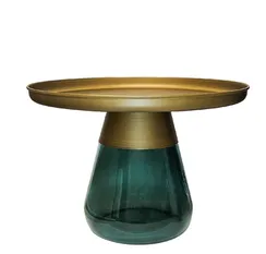 Журнальный столик Zeigna, Ø60х42 см, зеленое стекло, латунь