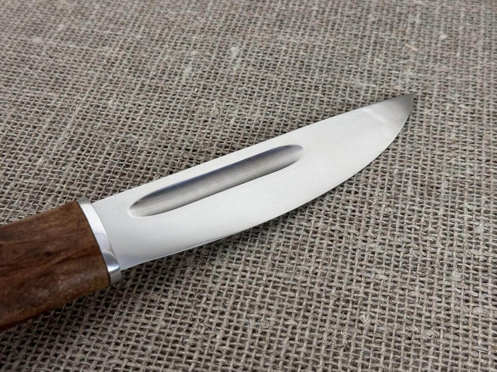 Шкуросъемный нож "Якут", сталь 95Х18, рукоять карельская берёза