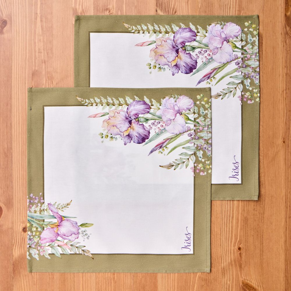 НАБОР САЛФЕТОК ИЗ 2-Х ШТ "ИРИСЫ",40Х40СМ, 100% ХЛОПОК,БЕЛЫЙ,ТВИЛ