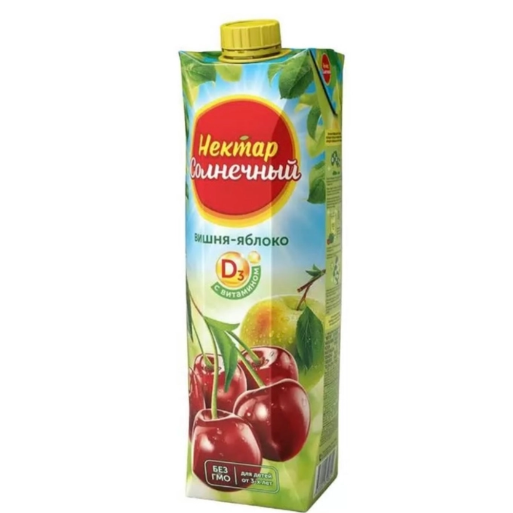 Сок натуральный Нектар Солнечный вишня-яблоко 1 л т\п