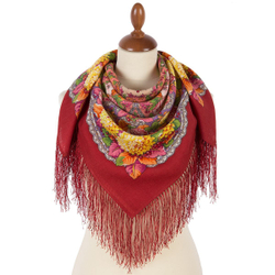 Платок шерстяной с шелковой бахромой