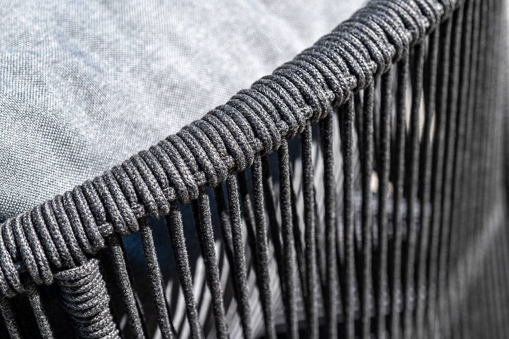 "Милан" лаунж-зона 4-местная плетеная из роупа (веревки), каркас алюминиевый темно-серый, роуп темно-серый