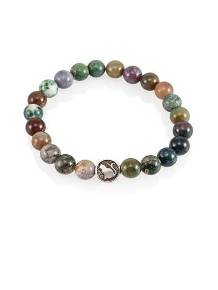 Браслет из натуральной зеленой яшмы с шармом Кошка - Защита и благополучие, вид сверху