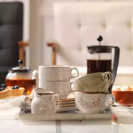 Чашка чайная «Крафт Вайт» фарфор 285мл D=90,H=65мм белый,коричнев