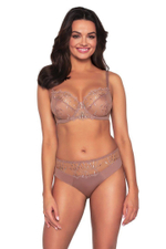 Бюстгальтер plus size с шитыми мягкими чашками с вышивкой (Размер: 80K) (Цвет: какао)